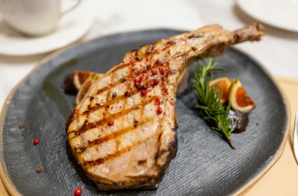 Grilled lamp chop dish in restaurant